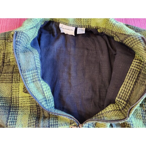 Vintage Phenomenom Womens Wool Jacket Green Plaid Size Large L Full Zip RARE - Picture 11 of 16